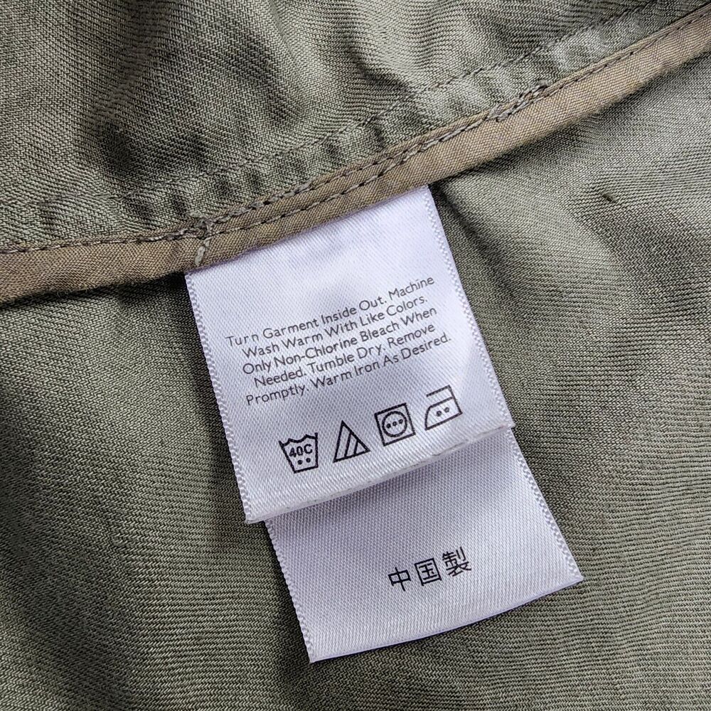 Eddie Bauer Jacket Women Large Green Linen Blend Metal Button Casual Safari Coat - Picture 15 of 16